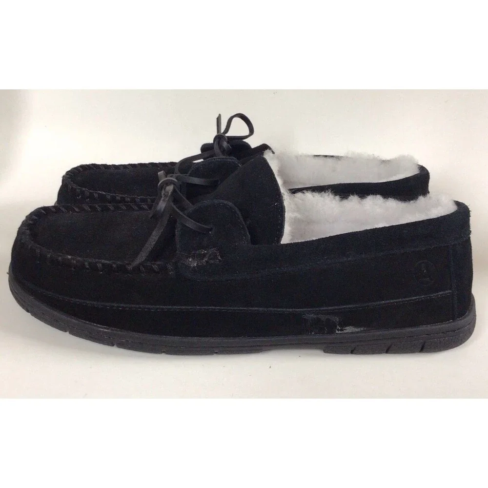 NEW LANDS’ END Men's Fuzzy Lined Lace Up Moccasin Slippers/Shoes (Size 9 M)